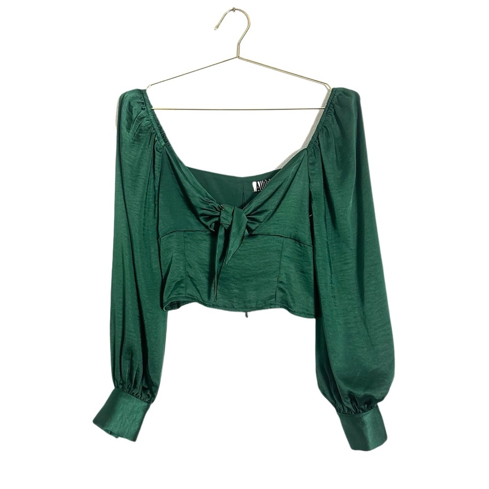 Audrey 3+1 Emerald Satin Blouse
